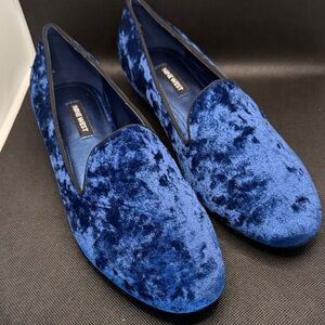 Nine West Navy Crushed Velvet Slip-On Loafers